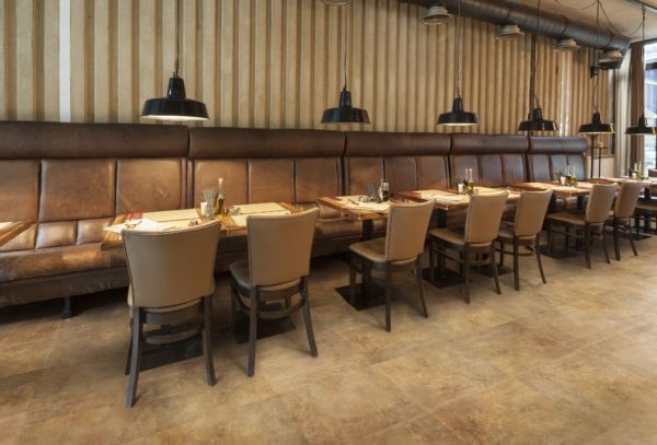 The floor in a restaurant